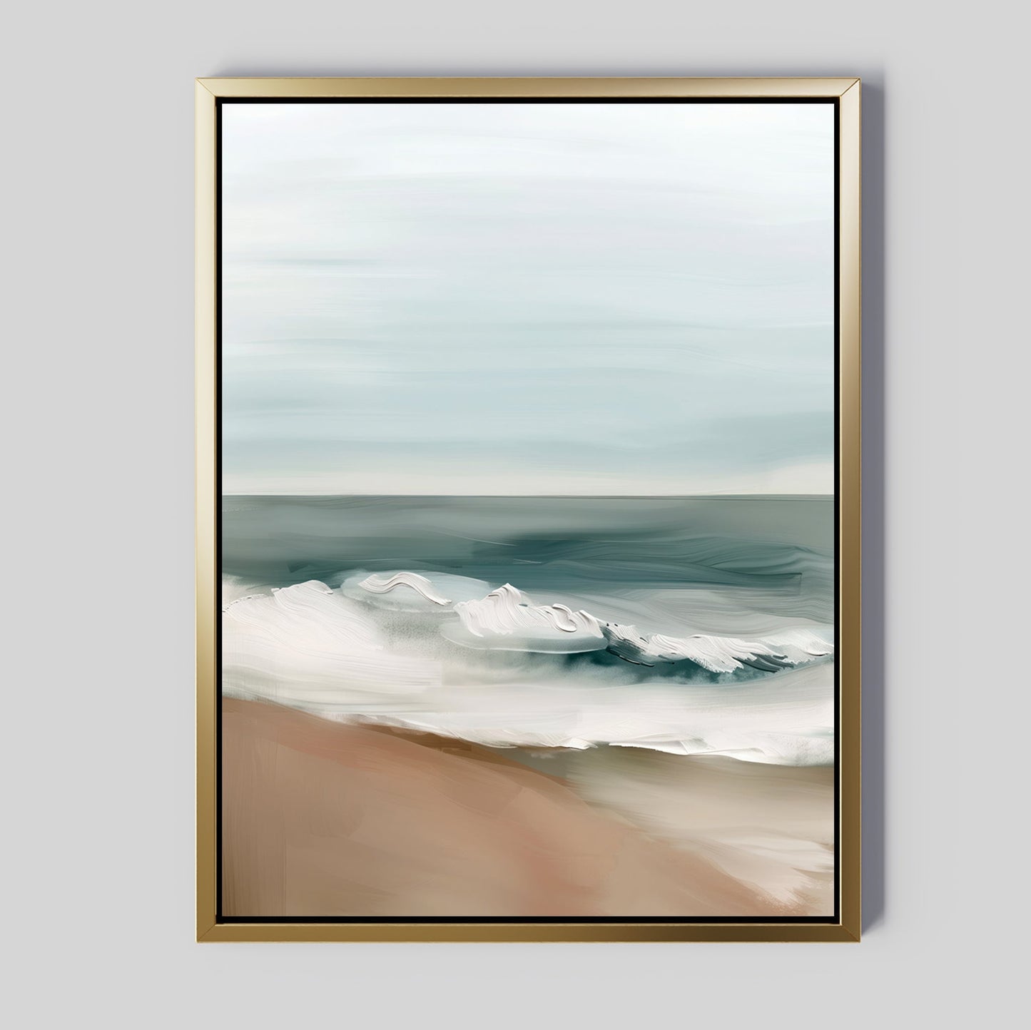 Serene Coastal Waves Abstract Oil Painting for Beach Home Decor