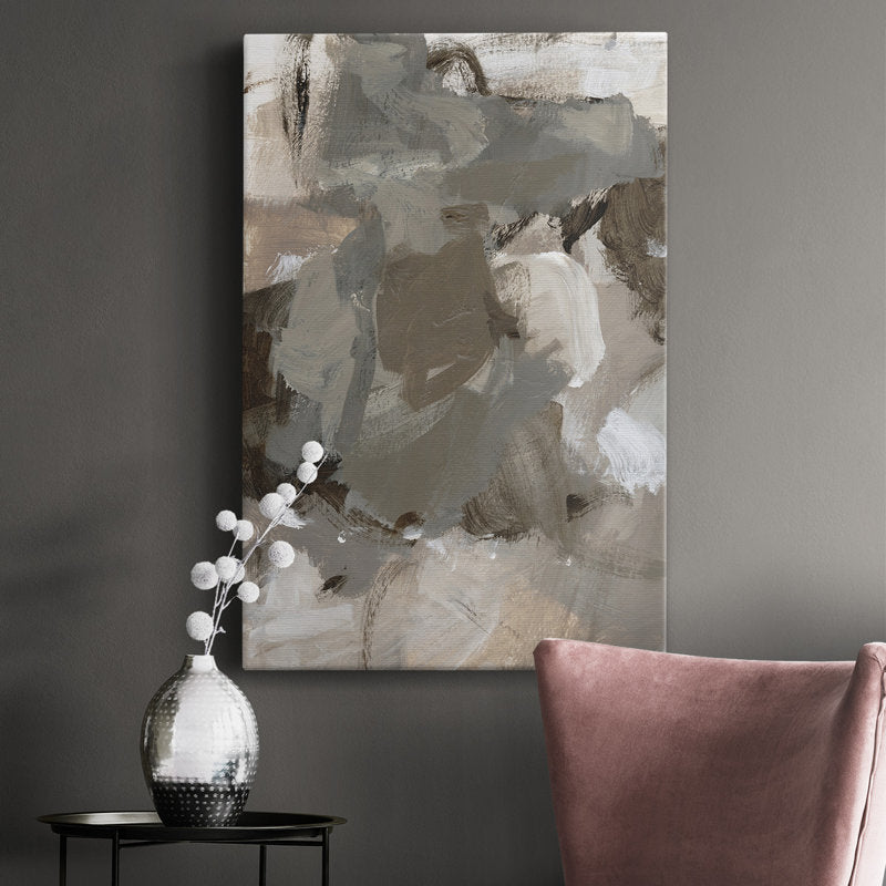 Abstract Coffee-Inspired Oil Painting for Modern Home Decor