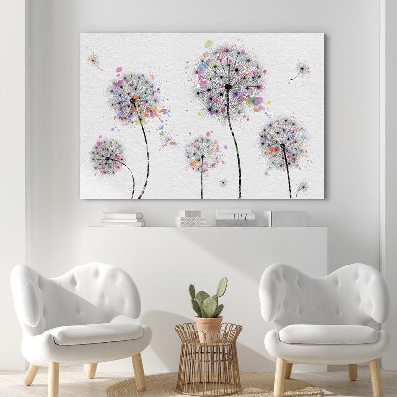 Vibrant Dandelion Splash - Modern Canvas Art for Contemporary Home Décor