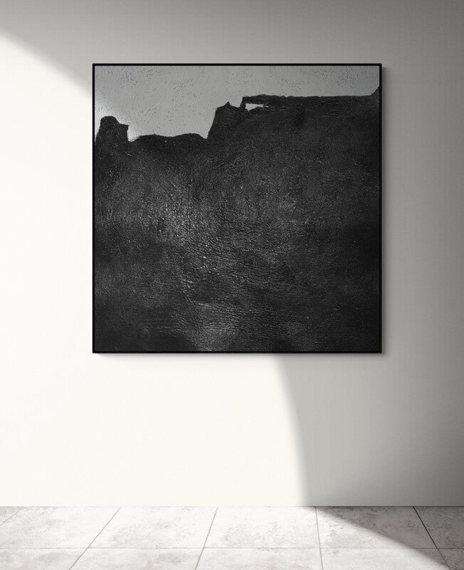 Contemporary Black and White Abstract Oil Painting for Modern Home Decor