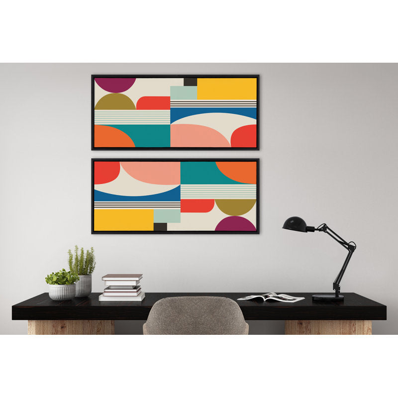 Mid Century Modern Abstract Framed Canvas Art