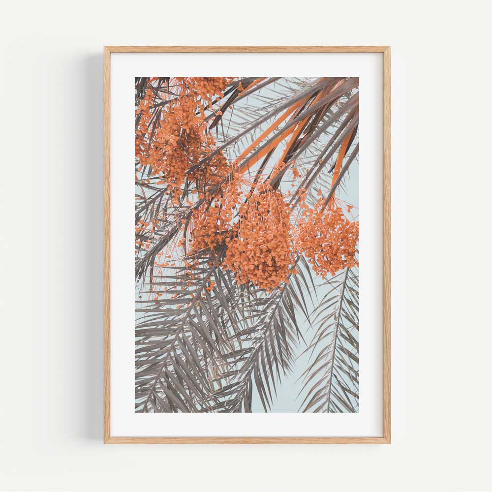 Tropical Palm Fronds with Vibrant Orange Flowers | Beautiful Oil Painting