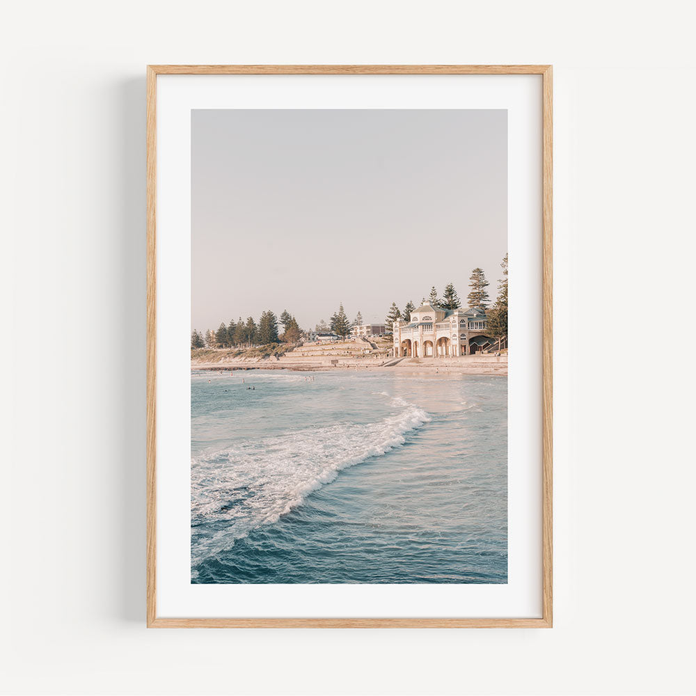 Cottesloe Beach Serenity: Tranquil Coastal Oil Painting for Home Décor