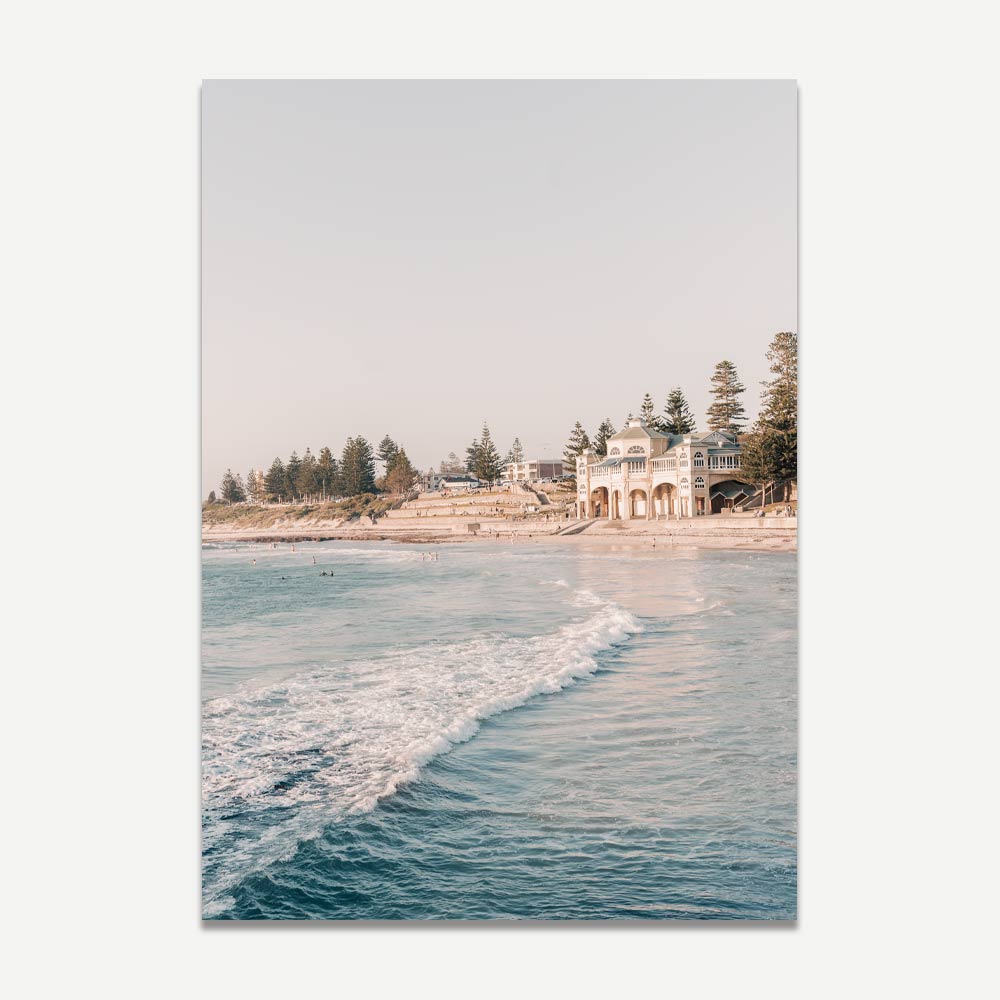 Cottesloe Beach Serenity: Tranquil Coastal Oil Painting for Home Décor