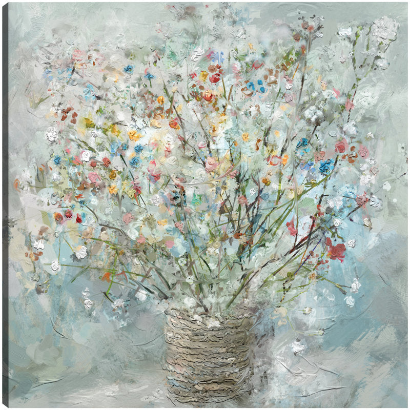 Charming Floral Bouquet in Soft Pastels - Nature-Inspired Oil Painting for Home Decor