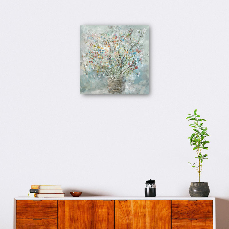 Charming Floral Bouquet in Soft Pastels - Nature-Inspired Oil Painting for Home Decor