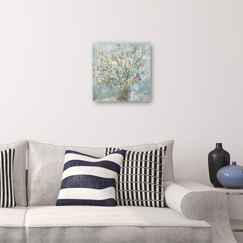 Charming Floral Bouquet in Soft Pastels - Nature-Inspired Oil Painting for Home Decor