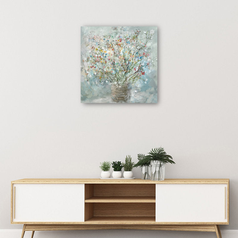 Charming Floral Bouquet in Soft Pastels - Nature-Inspired Oil Painting for Home Decor