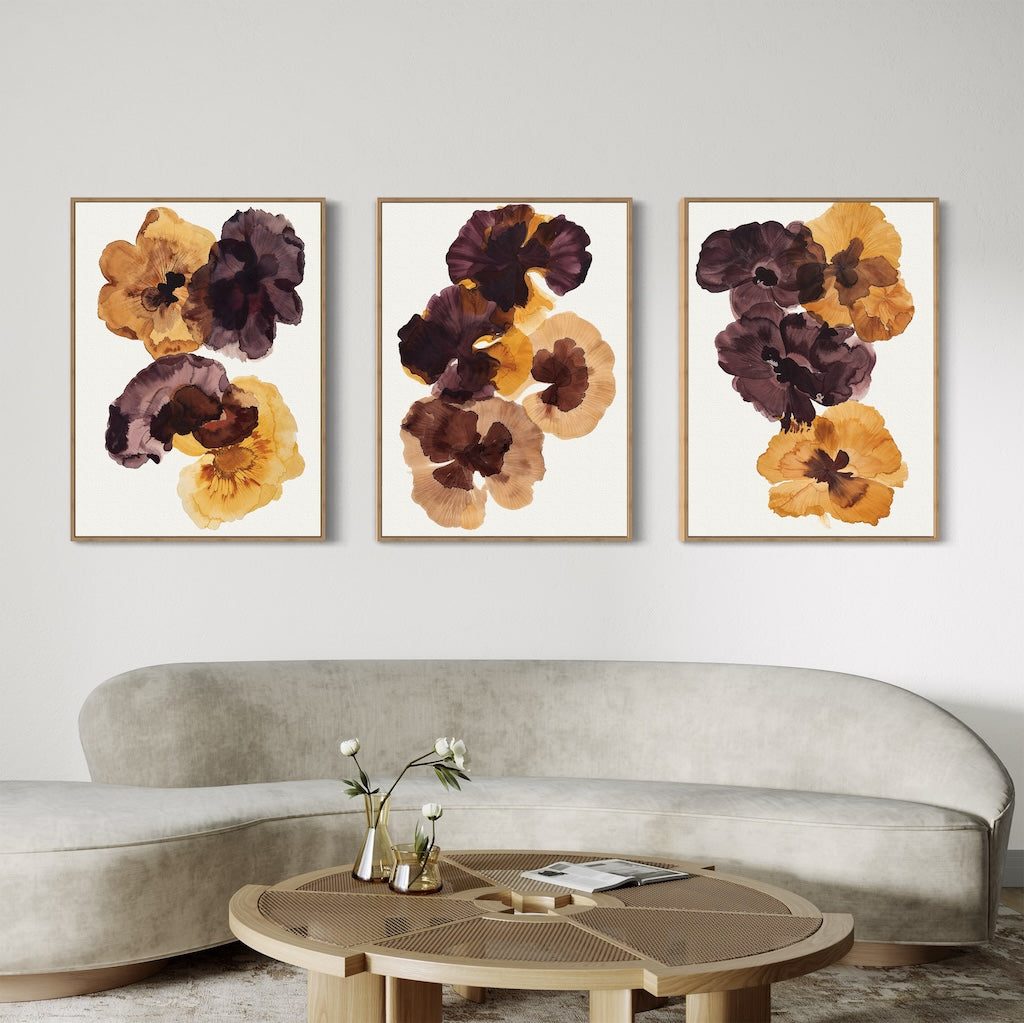 Elegant Crimson Floral Triptych for Home Decor