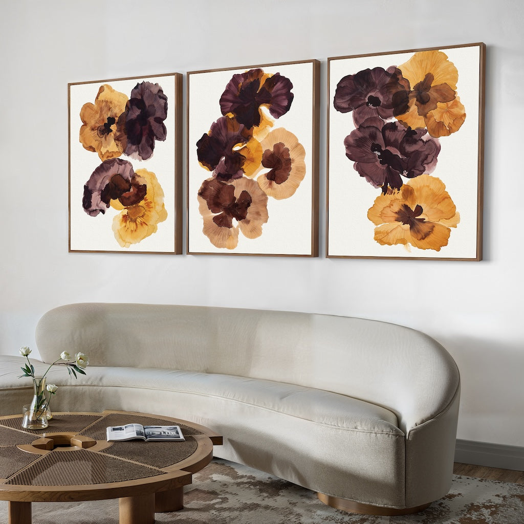 Elegant Crimson Floral Triptych for Home Decor