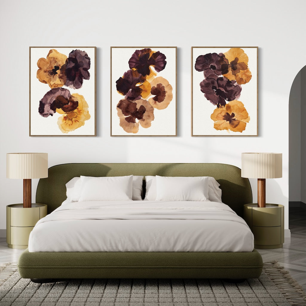 Elegant Crimson Floral Triptych for Home Decor