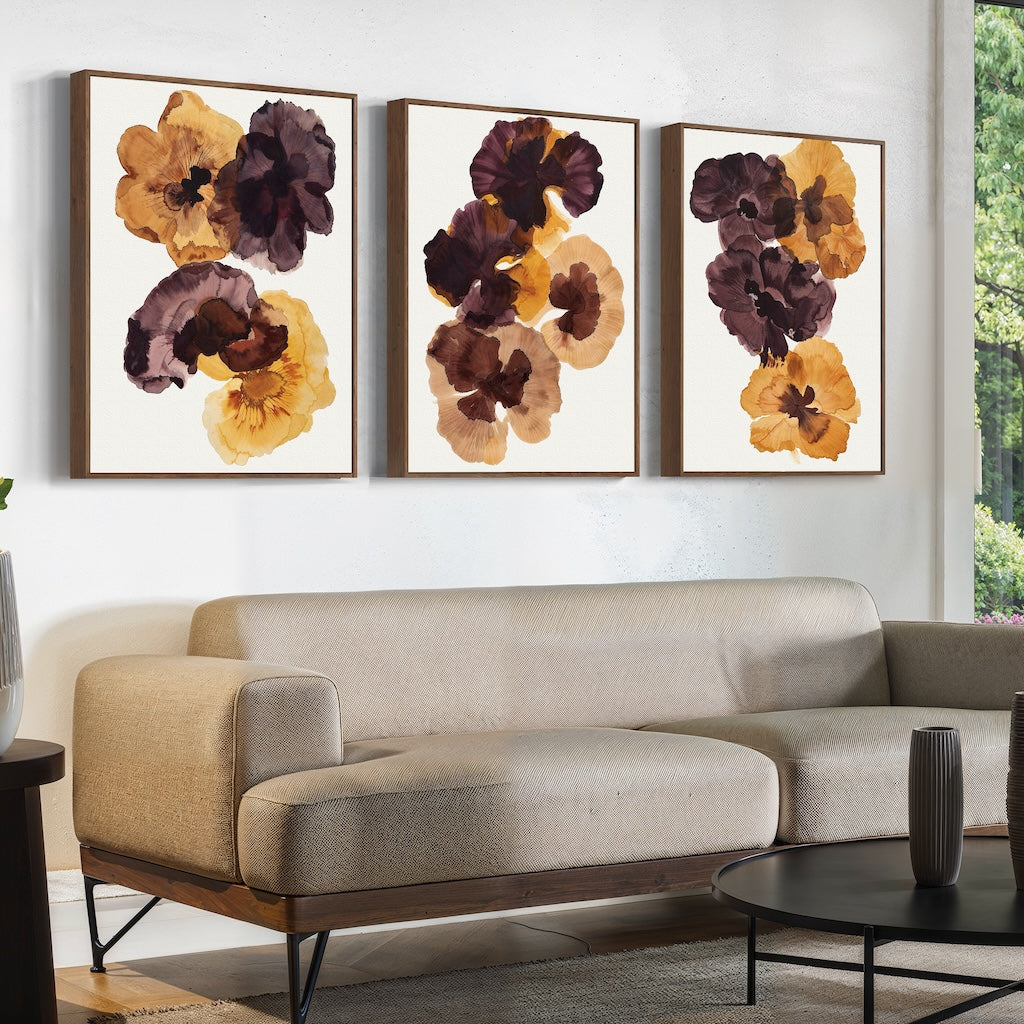 Elegant Crimson Floral Triptych for Home Decor