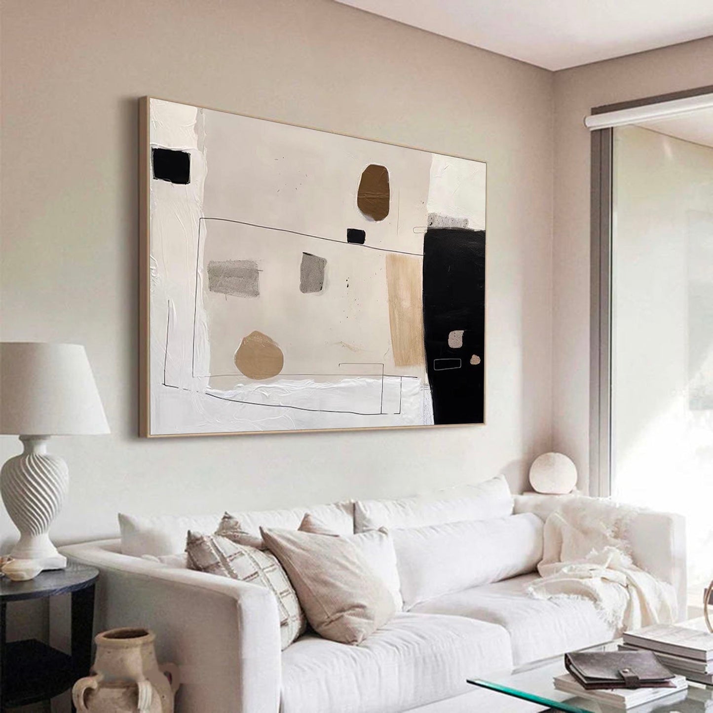 Contemporary Minimalist Abstract Oil Painting for Modern Home Decor