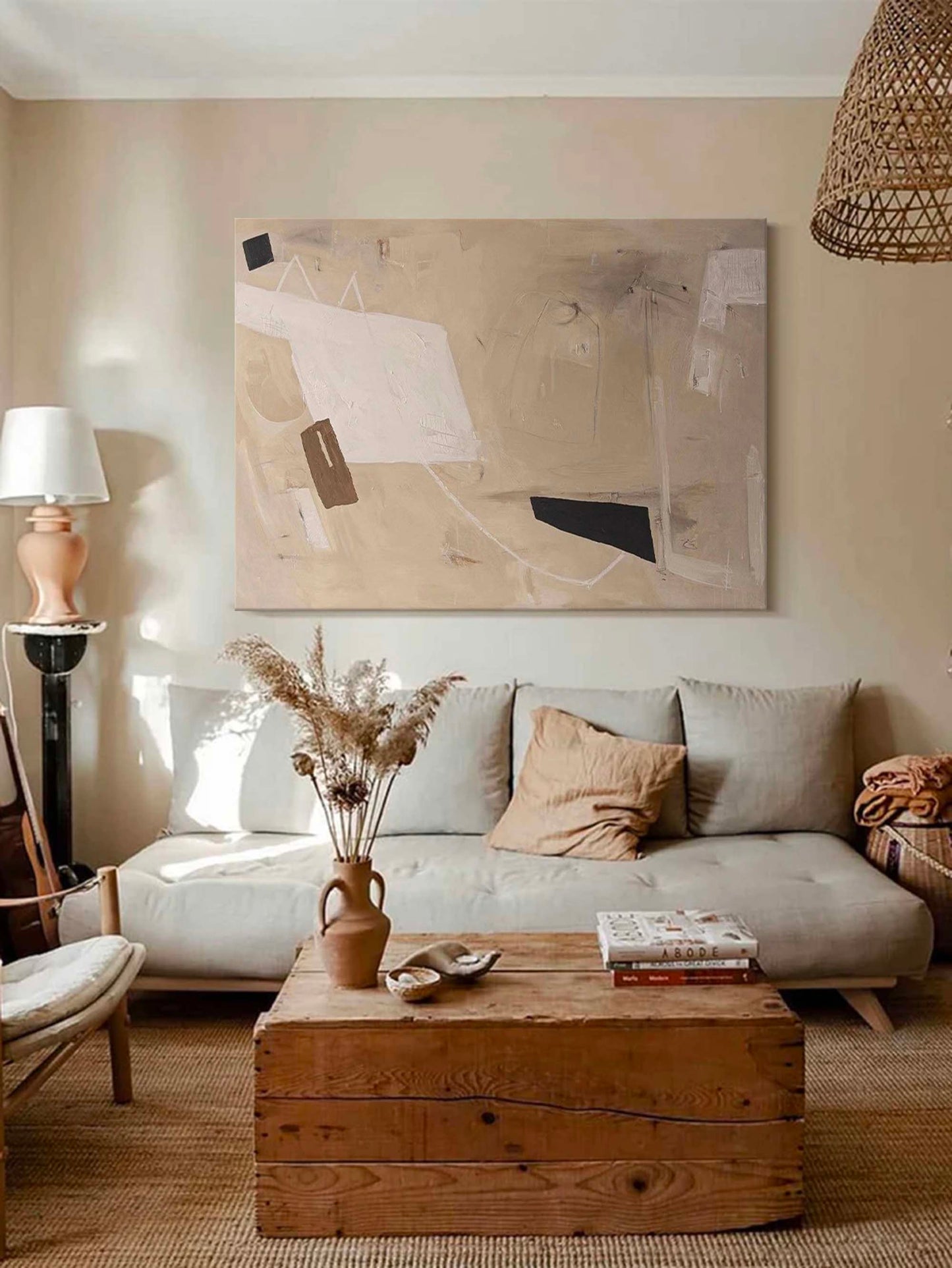 Contemporary Minimalist Abstract Oil Painting for Modern Home Decor
