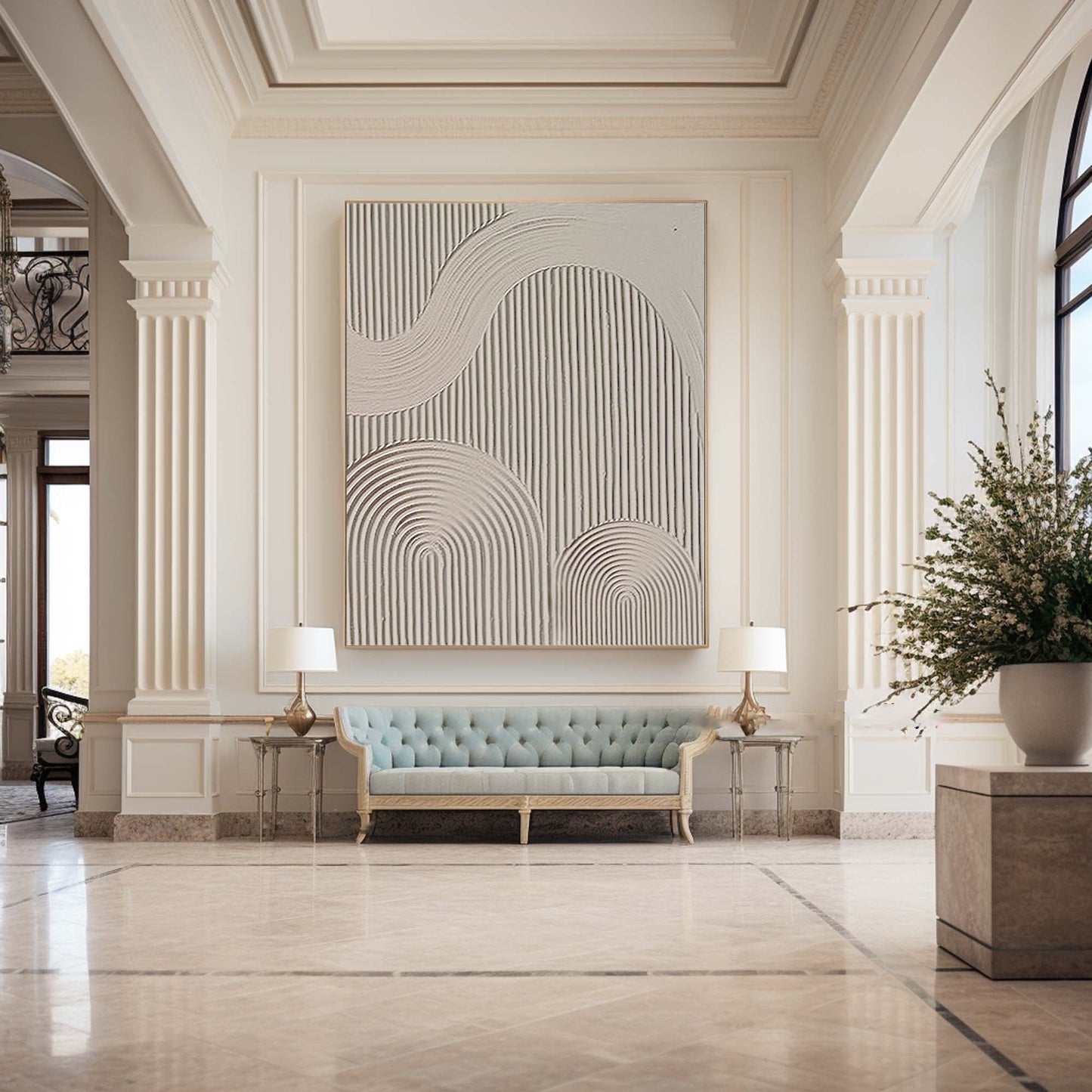 Minimalist Geometric Textured Canvas Art - Neutral Tones for Elegant Home Decor
