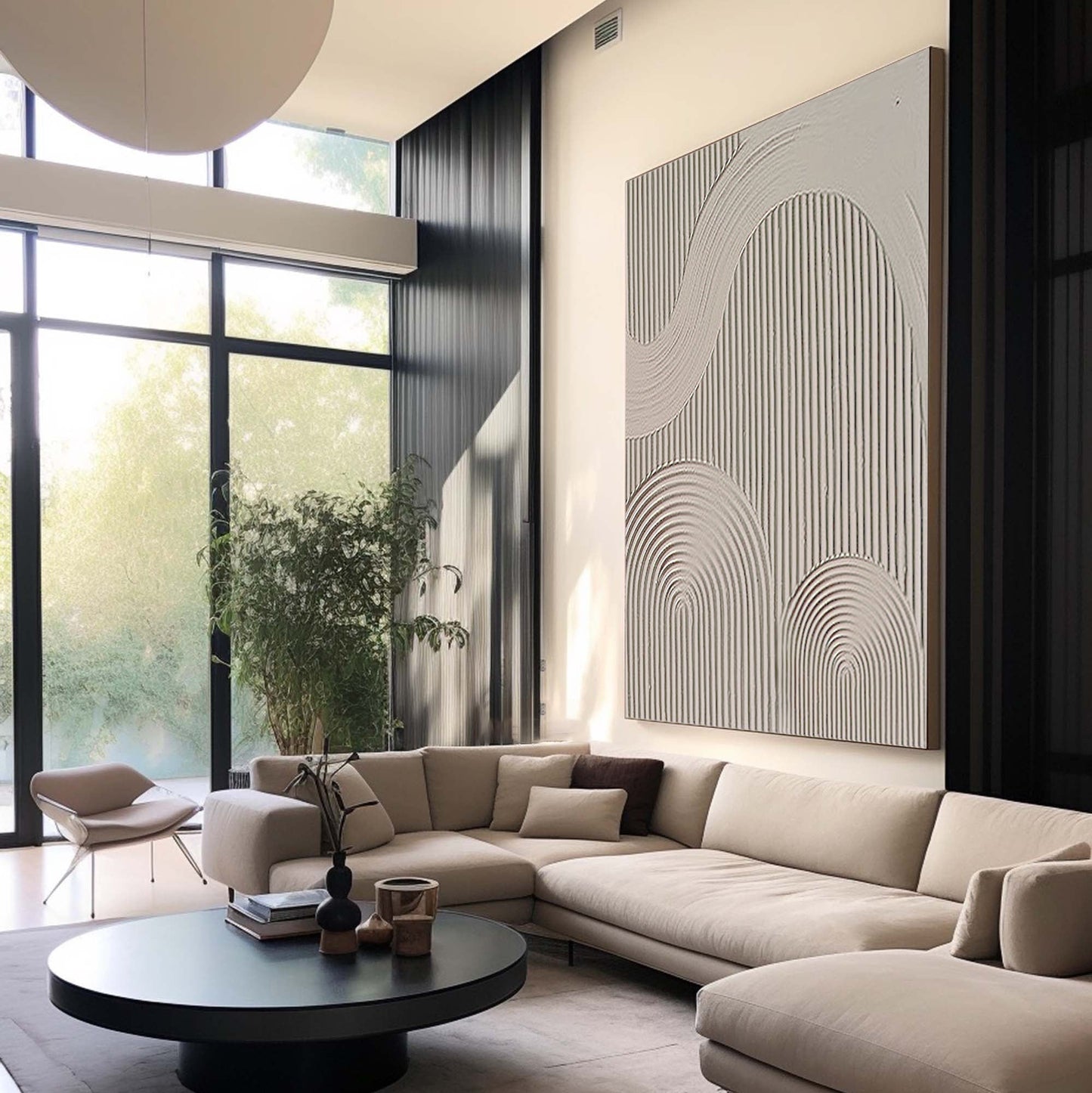 Minimalist Geometric Textured Canvas Art - Neutral Tones for Elegant Home Decor
