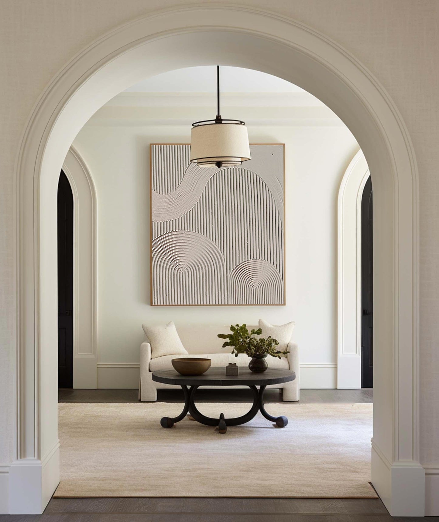Minimalist Geometric Textured Canvas Art - Neutral Tones for Elegant Home Decor