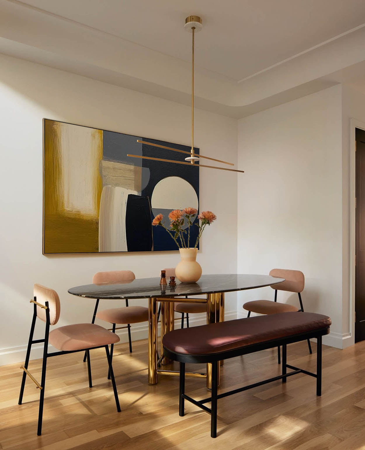 Modern Abstract Geometric Oil Painting for Artistic Home Décor