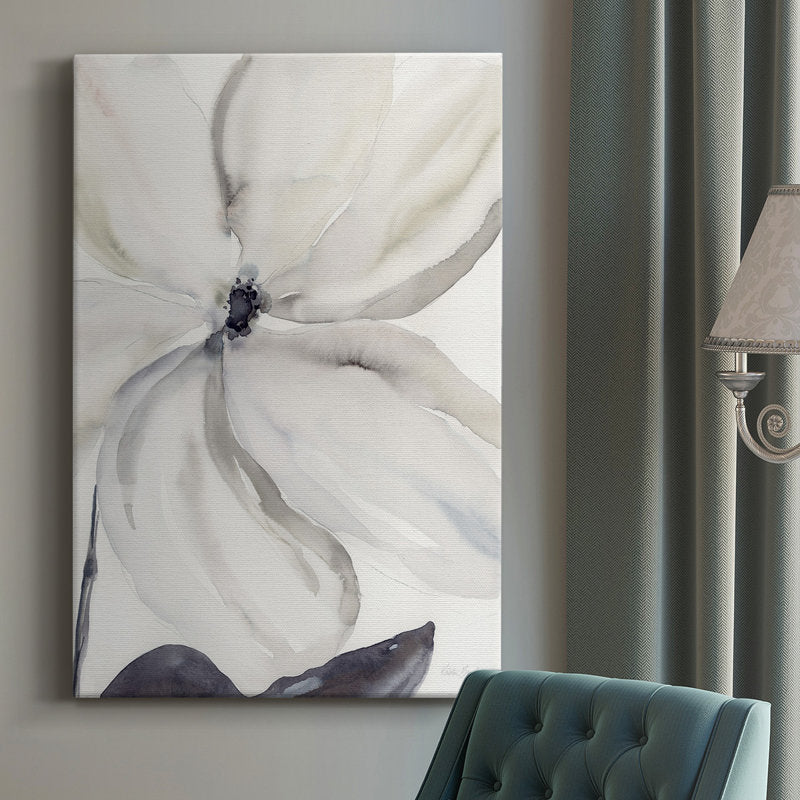 Elegant White Floral Oil Painting for Serene Home Decor