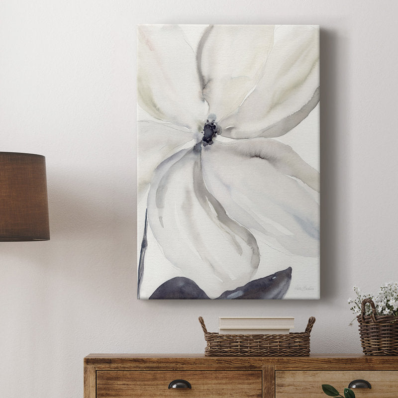 Elegant White Floral Oil Painting for Serene Home Decor