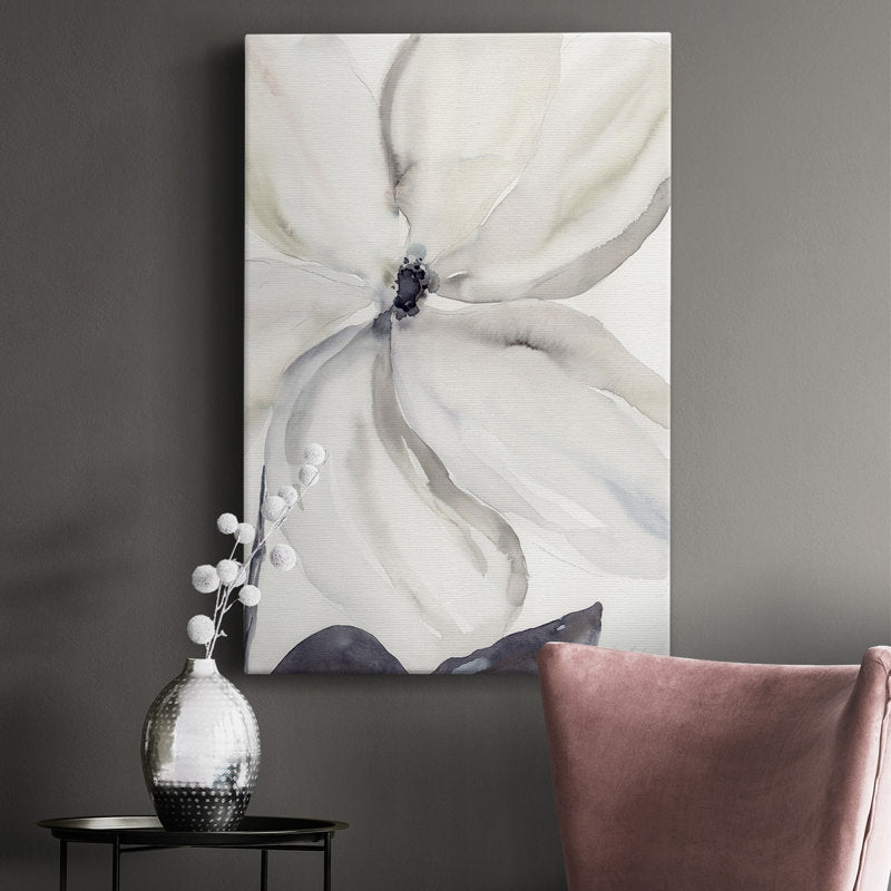Elegant White Floral Oil Painting for Serene Home Decor