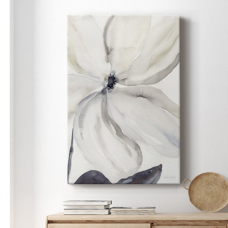 Elegant White Floral Oil Painting for Serene Home Decor