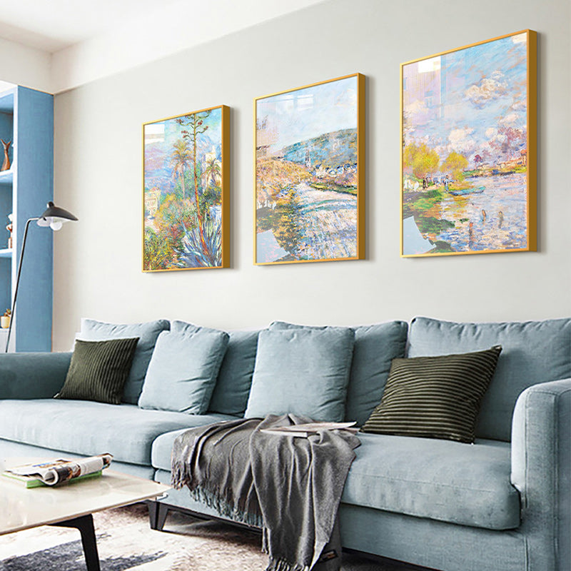 Three Frame Nature Walk Romantic Oil Painting