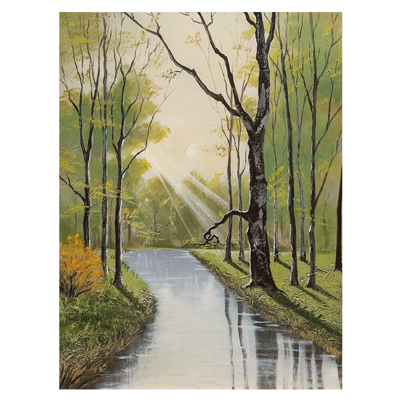 River Forest Sunlight Rays Oil Painting 121RF