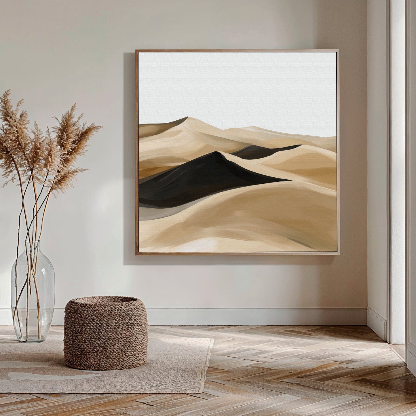 Abstract Dune Landscape Oil Painting for Modern Home Decor