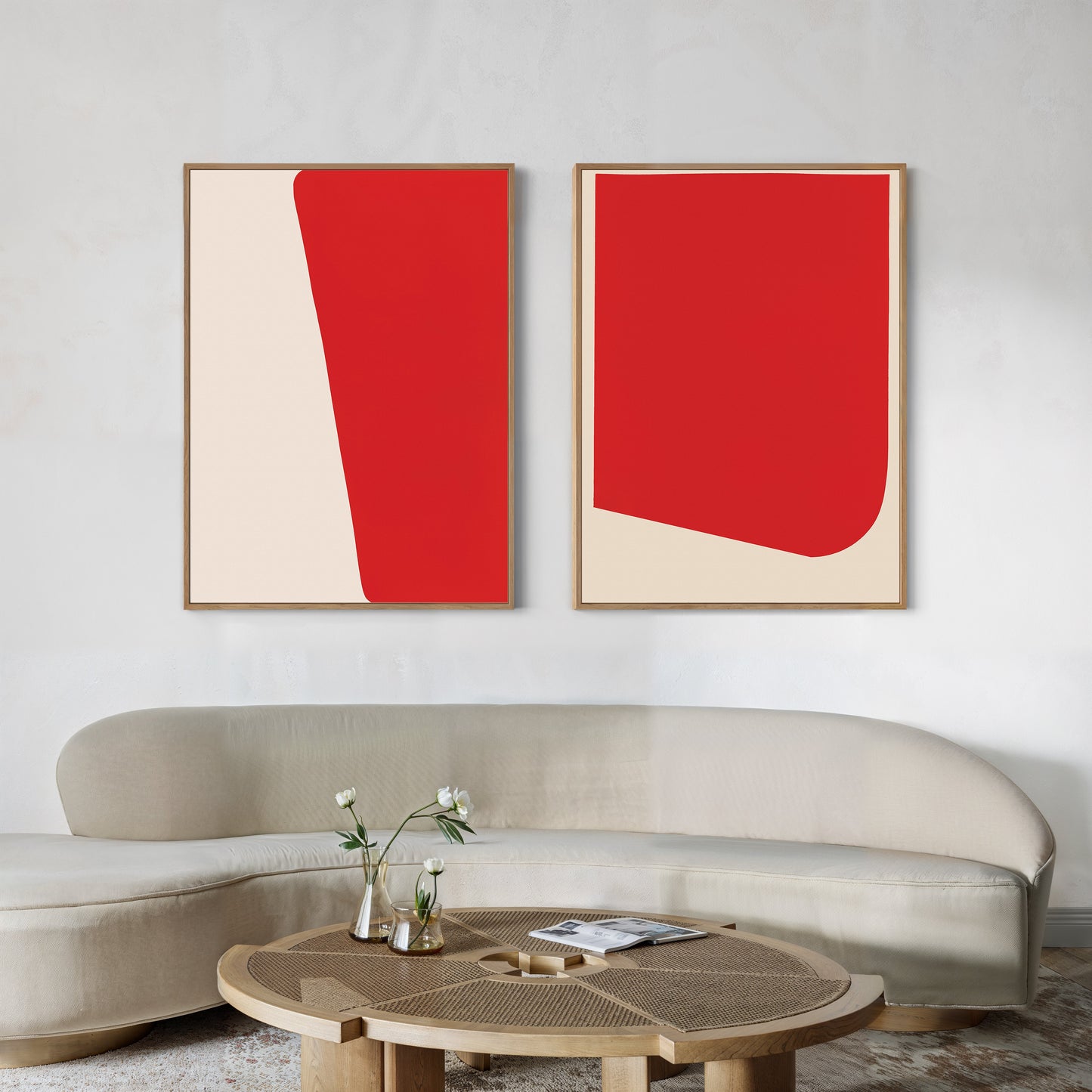 Bold Abstract Red Oil Painting Set for Modern Home Decor