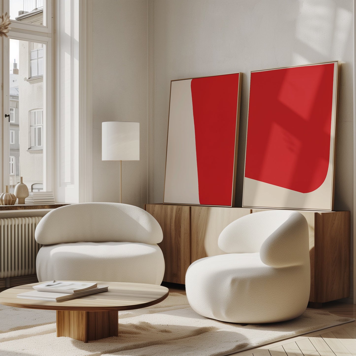 Bold Abstract Red Oil Painting Set for Modern Home Decor