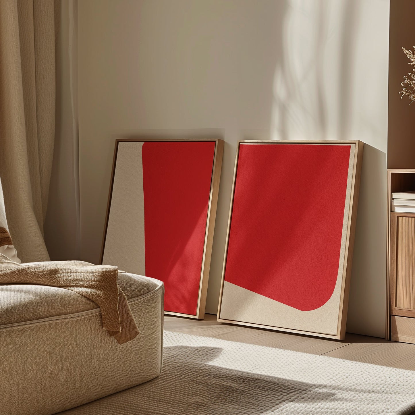 Bold Abstract Red Oil Painting Set for Modern Home Decor