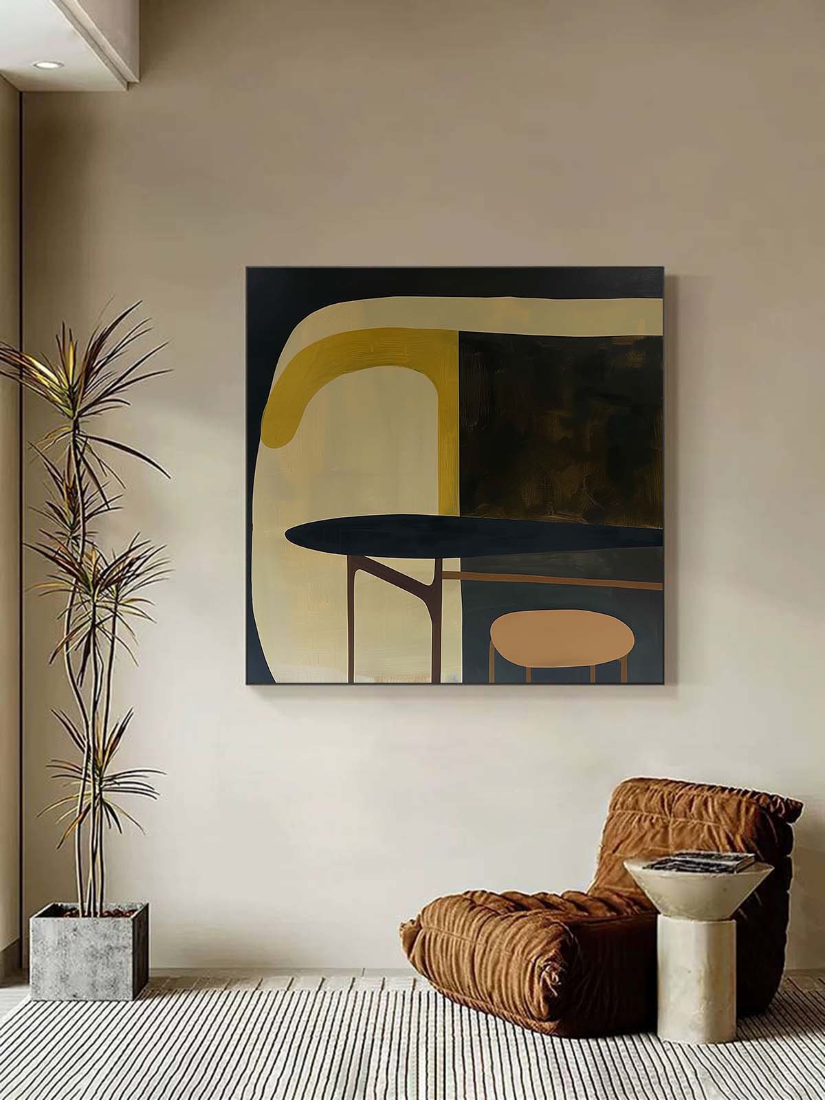 Contemporary Vintage Abstract Oil Painting for Modern Home Decor