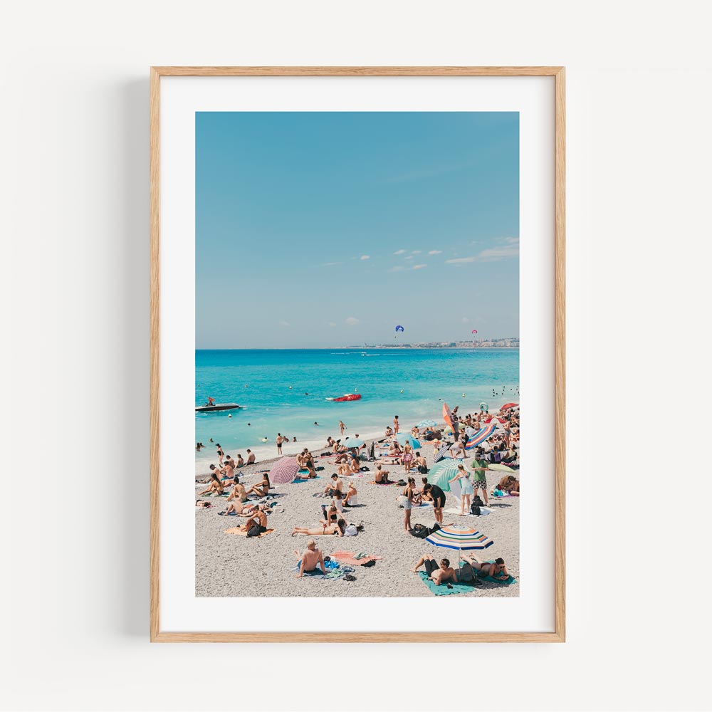 Tropical Beach Day: Vibrant Oil Painting of Sunbathers and Crystal Blue Waters