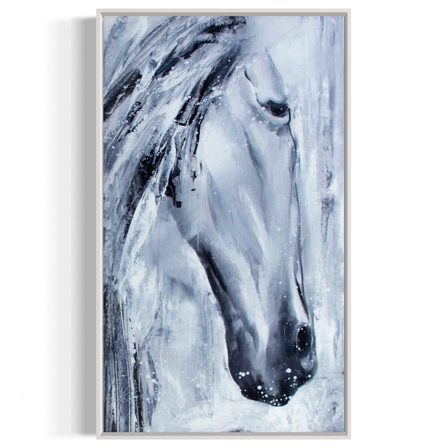 Majestic Grey Horse Oil Painting for Equine Art Lovers and Modern Decor