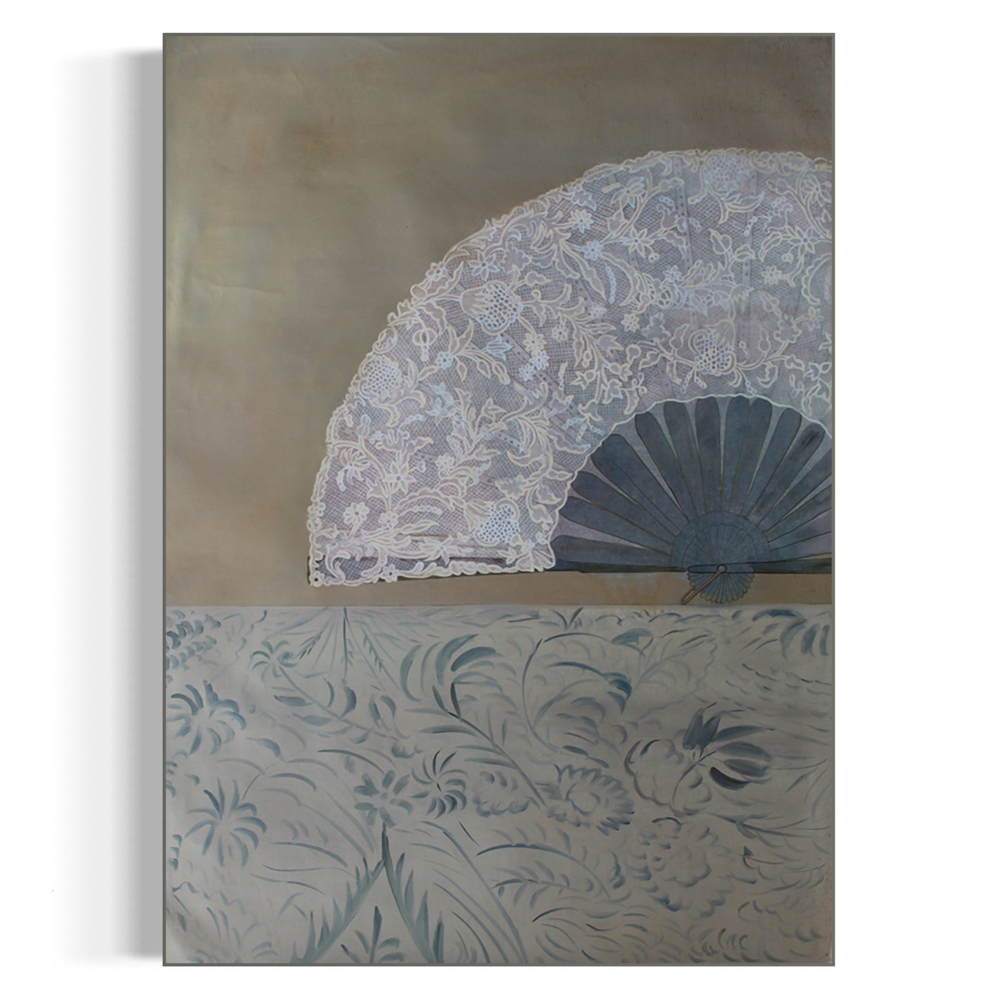 Elegant Lace Fan Oil Painting for Stylish Home Décor and Art Collectors