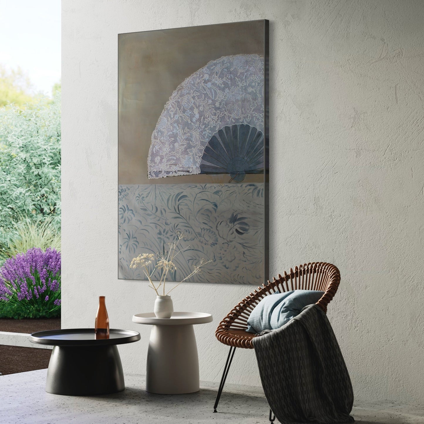 Elegant Lace Fan Oil Painting for Stylish Home Décor and Art Collectors