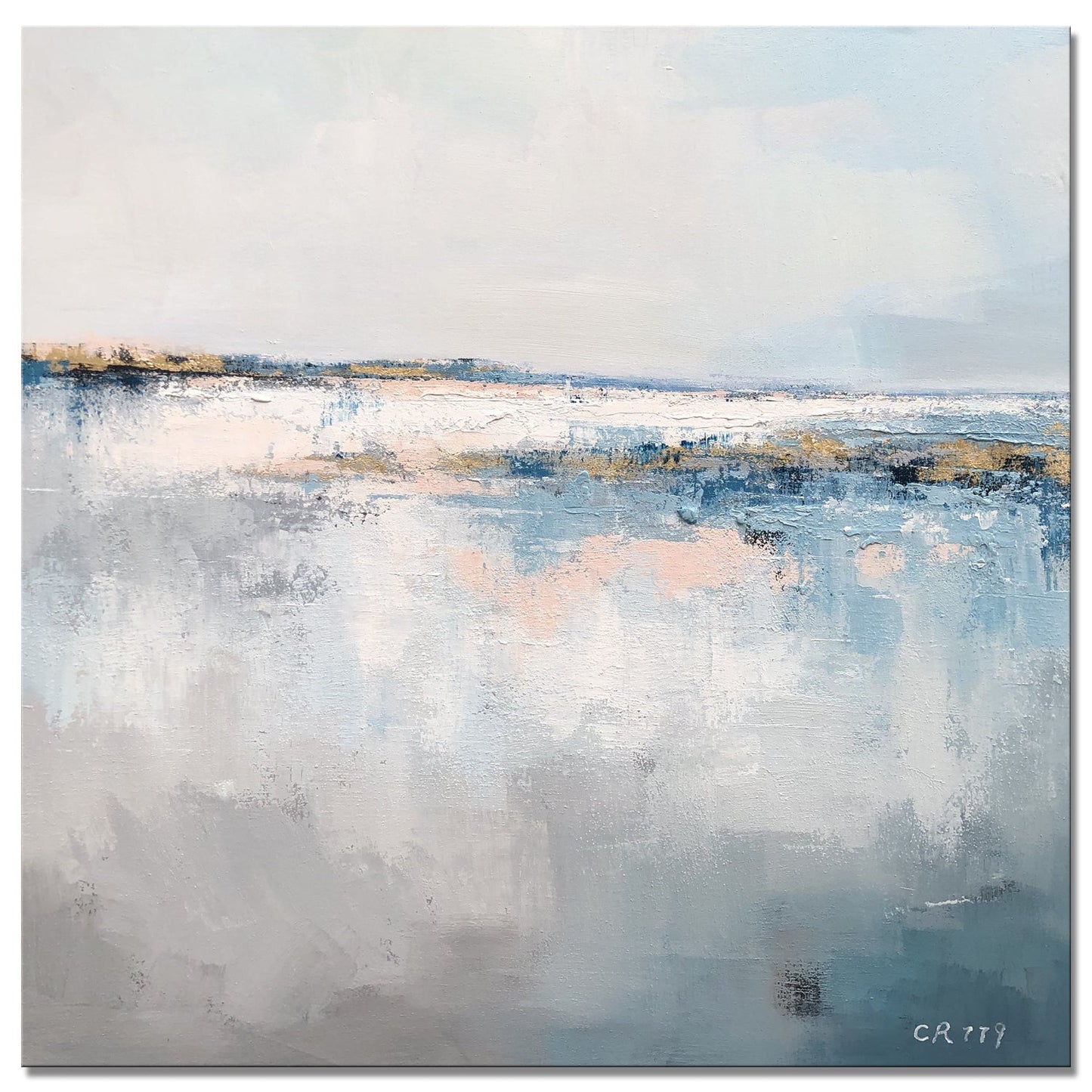 Serene Coastal Landscape Oil Painting for Modern Home Decor