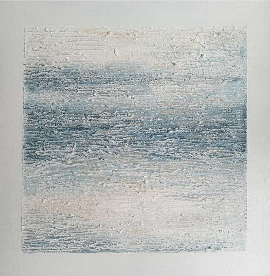 Tranquil Ocean Waves: Abstract Oil Painting for Serene Home Decor