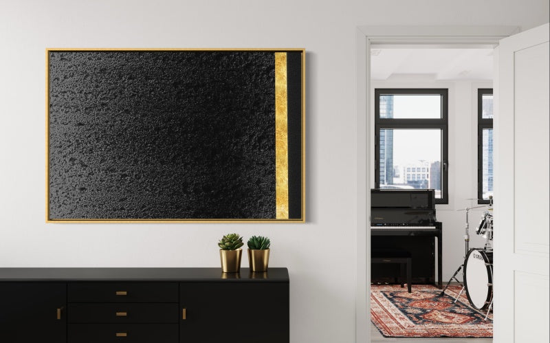 Elegant Black and Gold Abstract Oil Painting for Modern Home Decor