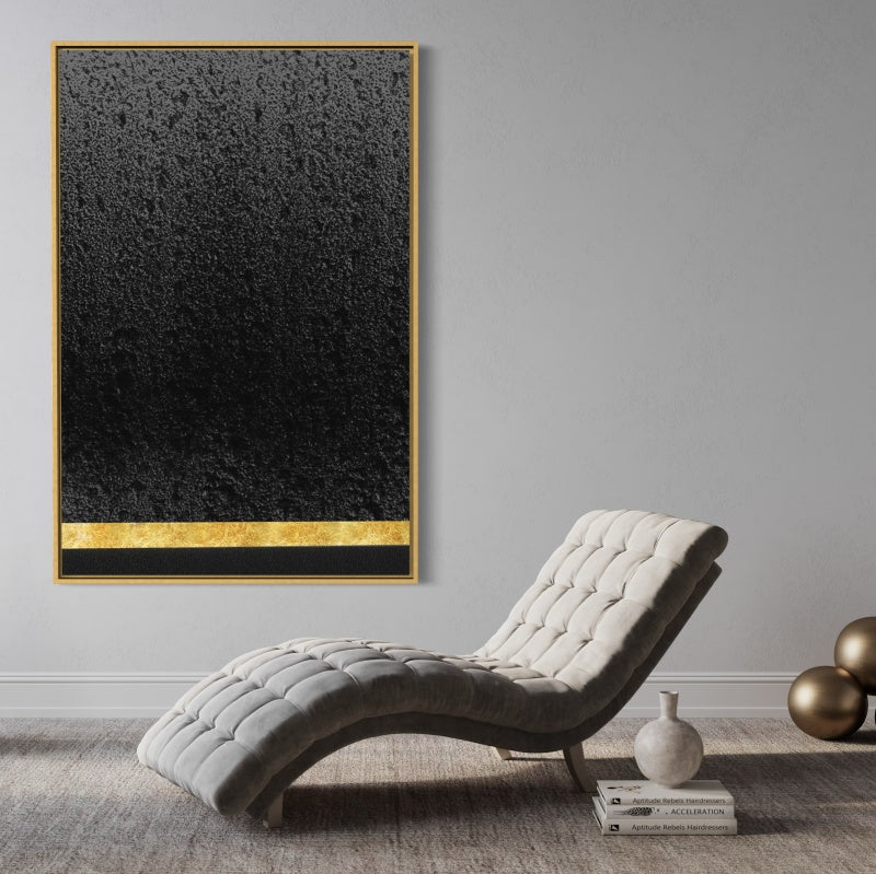 Elegant Black and Gold Abstract Oil Painting for Modern Home Decor