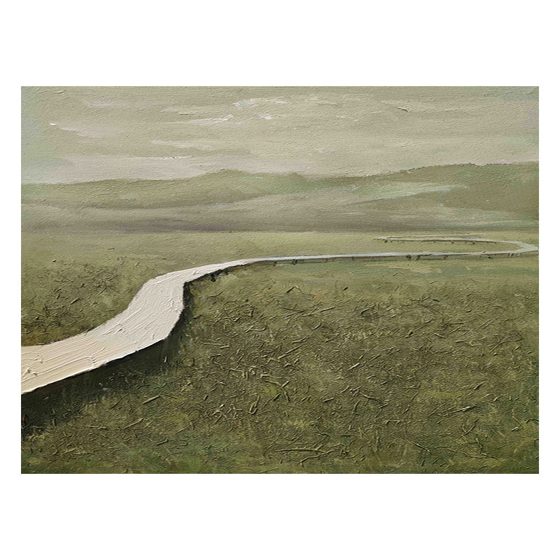 Marsh Field Boardwalk Mountain Oil Painting 125MF