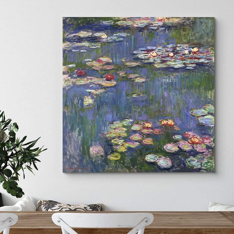 Claude Monet Water Lilies Oil Painting - Impressionist Floral Artwork for Home Decor