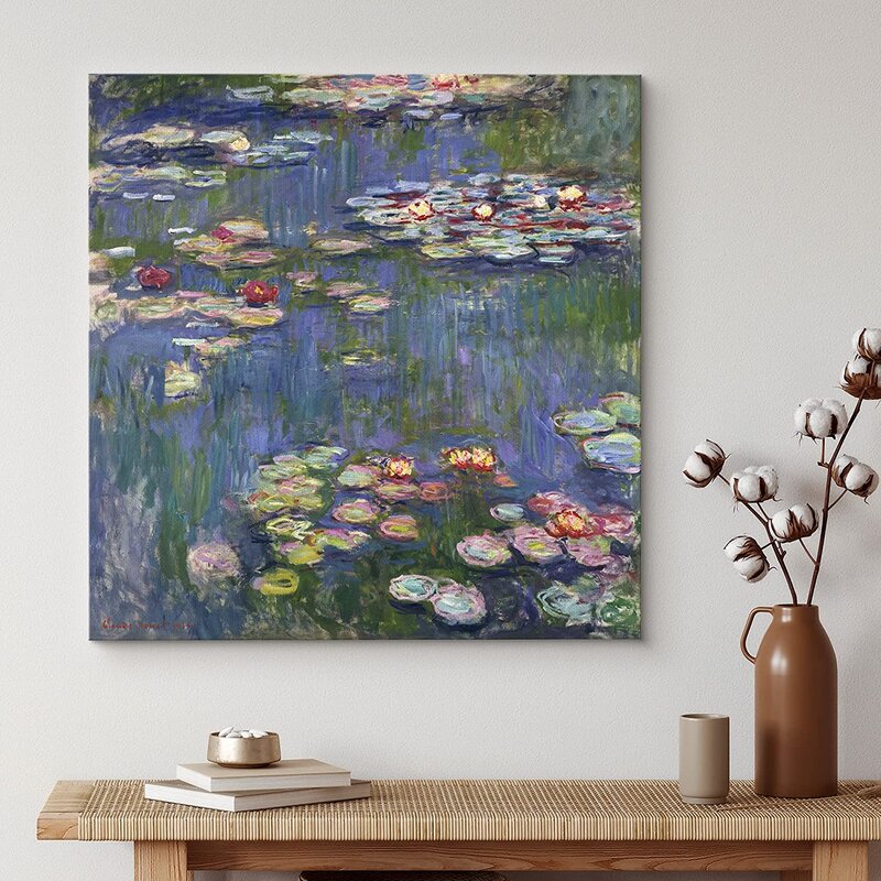 Claude Monet Water Lilies Oil Painting - Impressionist Floral Artwork for Home Decor