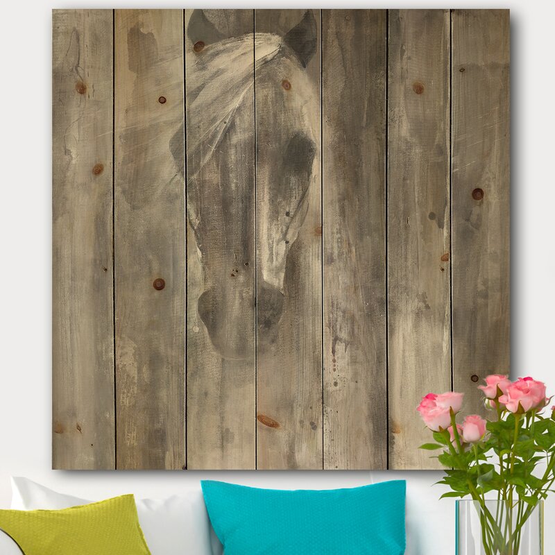 Rustic Horse Art - Handcrafted Oil Painting on Pine for Modern Farmhouse Decor