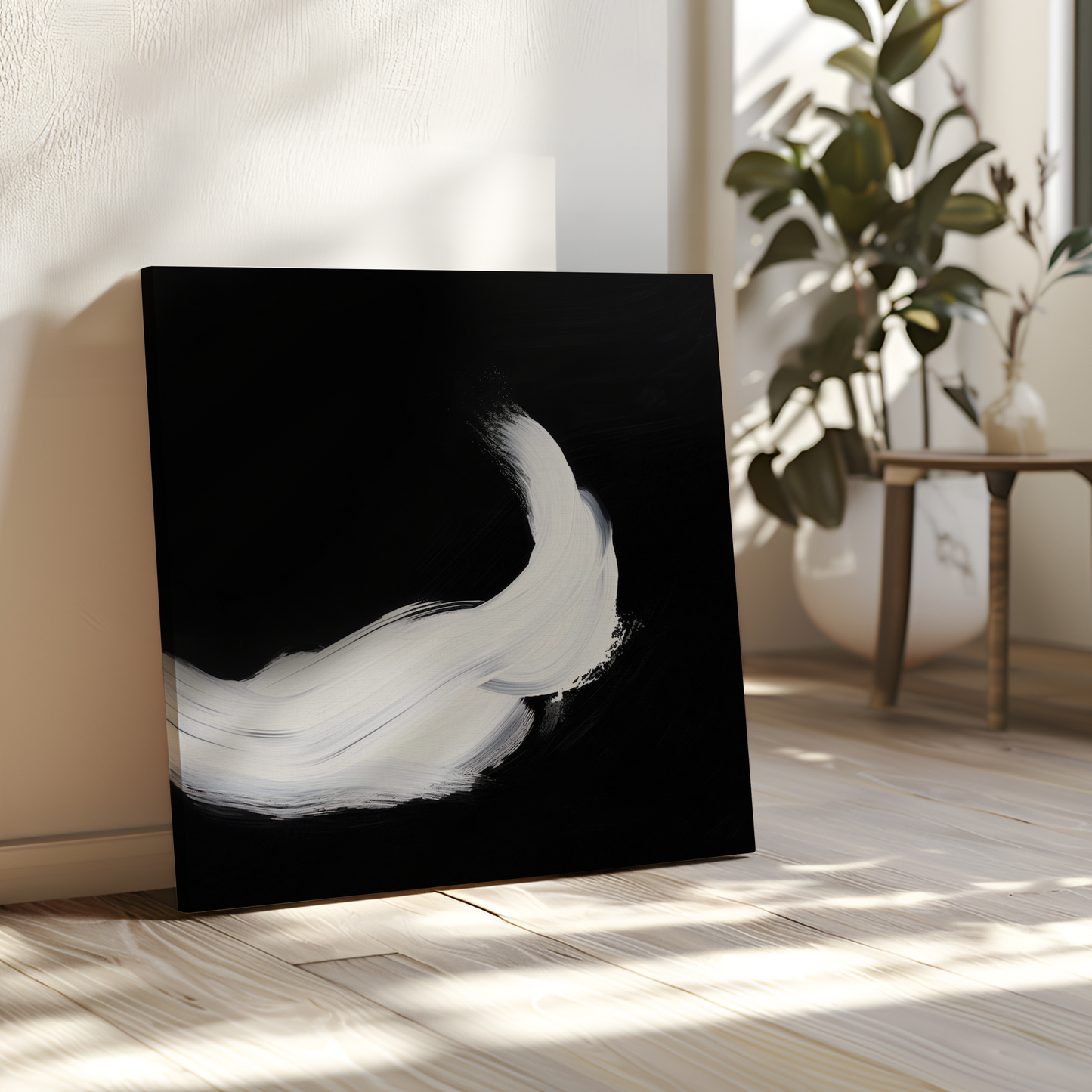 Contemporary Abstract Black and White Oil Painting for Modern Home Decor