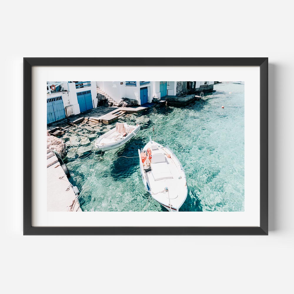 Tranquil Firopotamos Seaside Landscape with Boats and Crystal Clear Waters