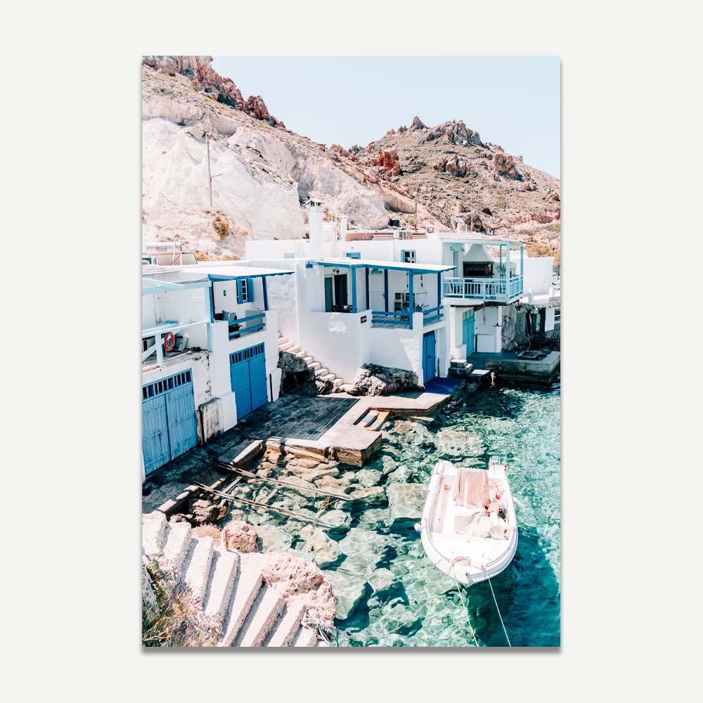 Charming Firopotamos Coastal Scene with Tranquil Waters and Vibrant Architecture