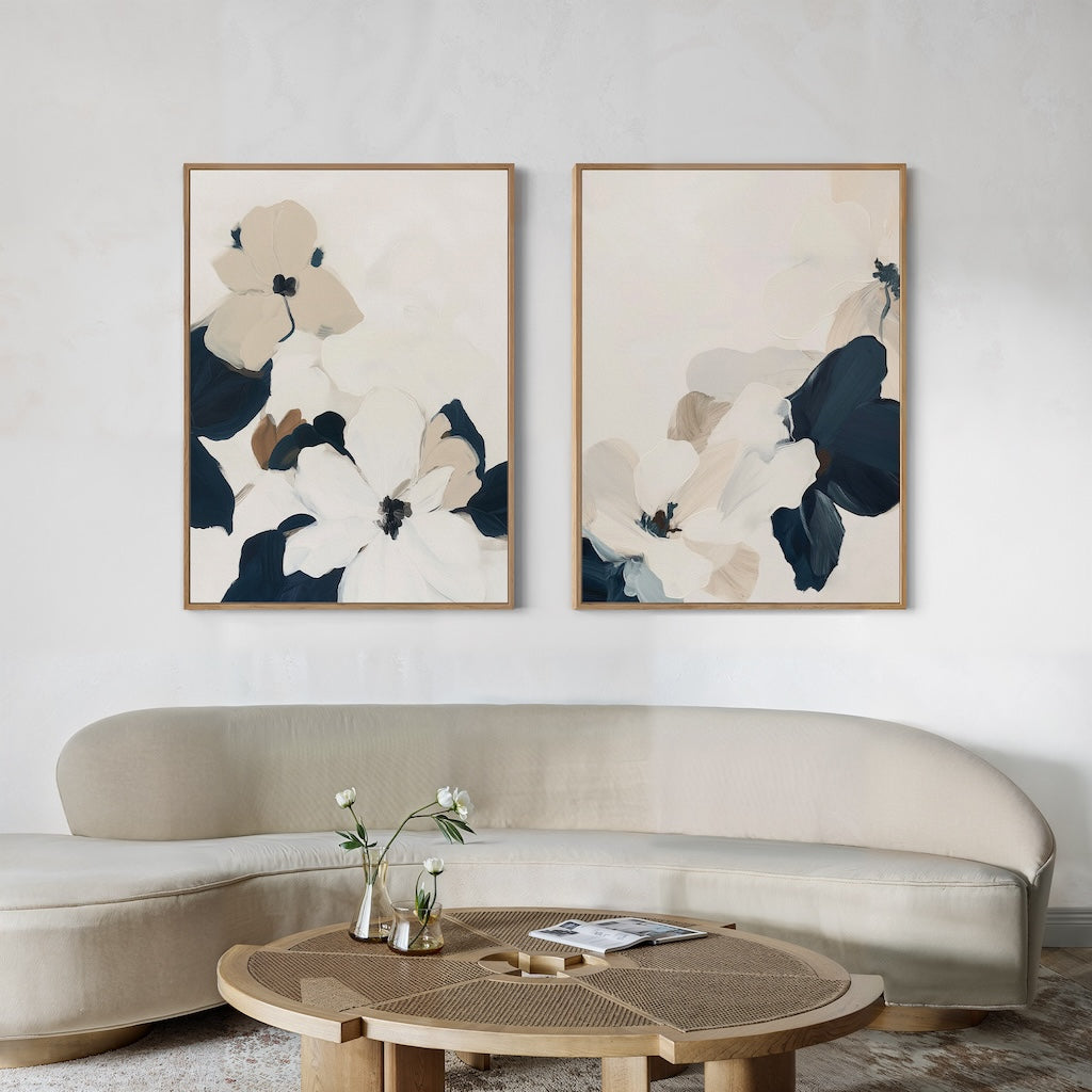 Elegant Floral Oil Painting Duo for Chic Home Décor