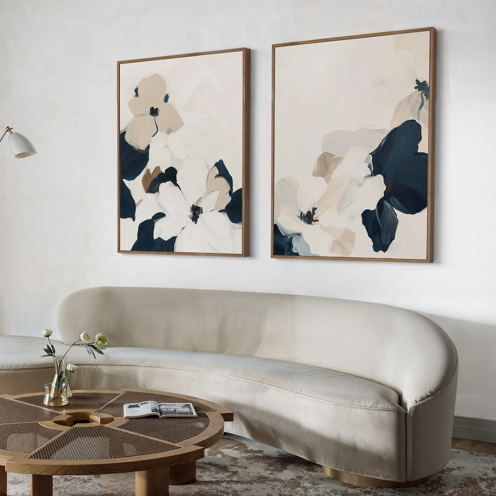 Elegant Floral Oil Painting Duo for Chic Home Décor